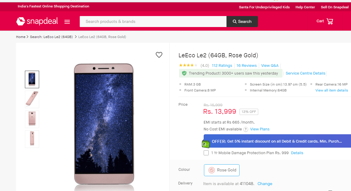 You are currently viewing LeEco Le 2 (64GB) is now available on Snapdeal at Rs 13,999